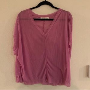 NWOT Free People Pink Ribbed Top